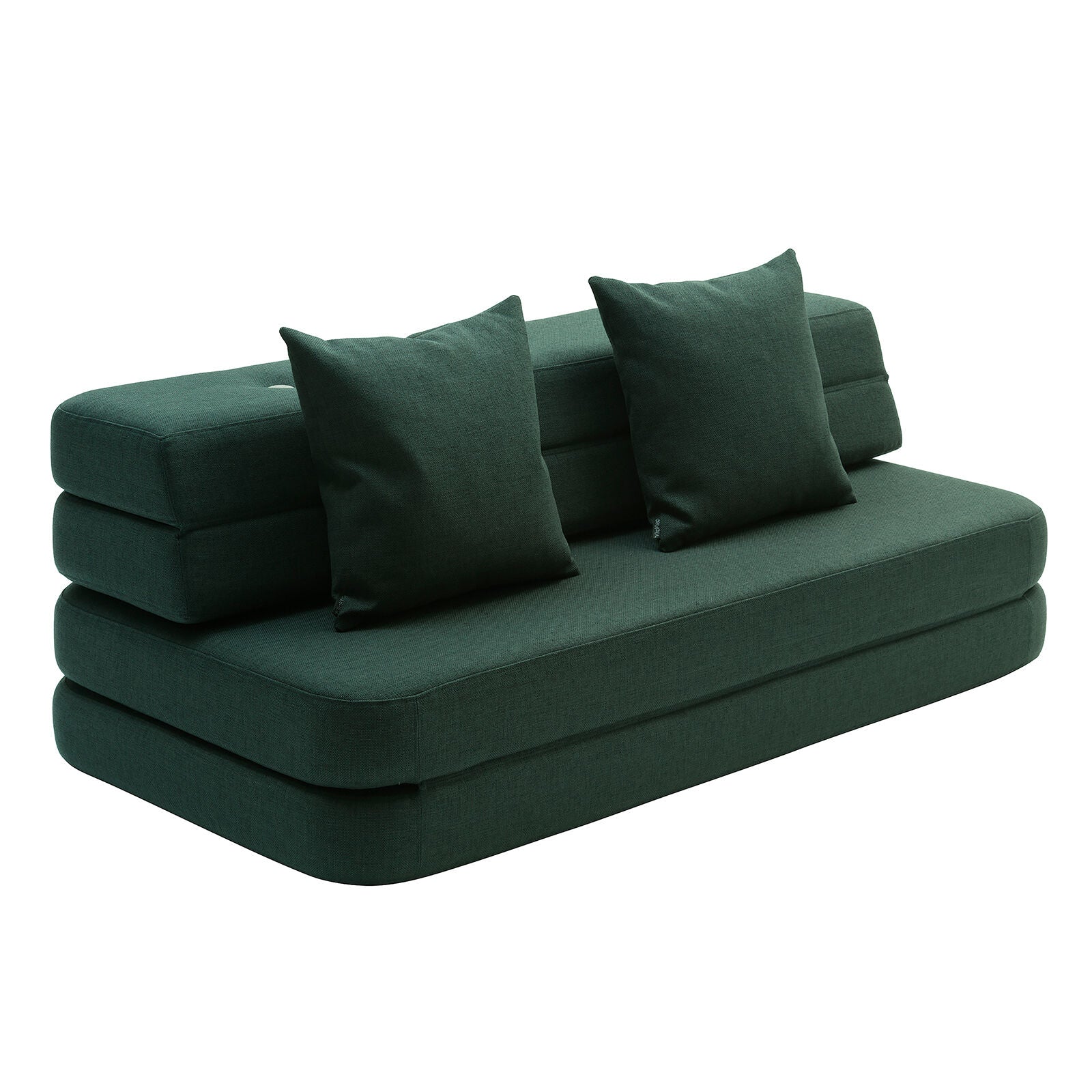 By KlipKlap KK 3 Fold Sofa XL Soft 140 cm Deep Green w. Light Green