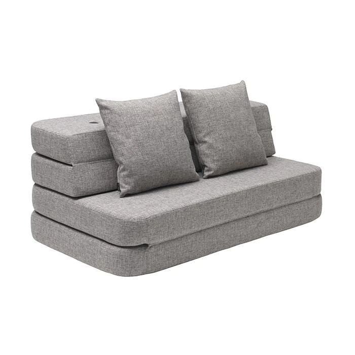 By KlipKlap KK 3 Fold Sofa XL Soft 140 cm Multi Grey w. Grey
