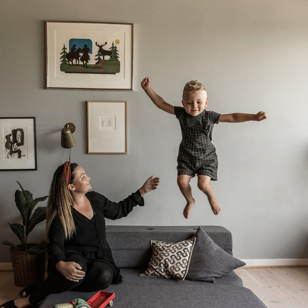 By KlipKlap KK 3-taitettava sohva 120 cm siniharmaa harmaalla