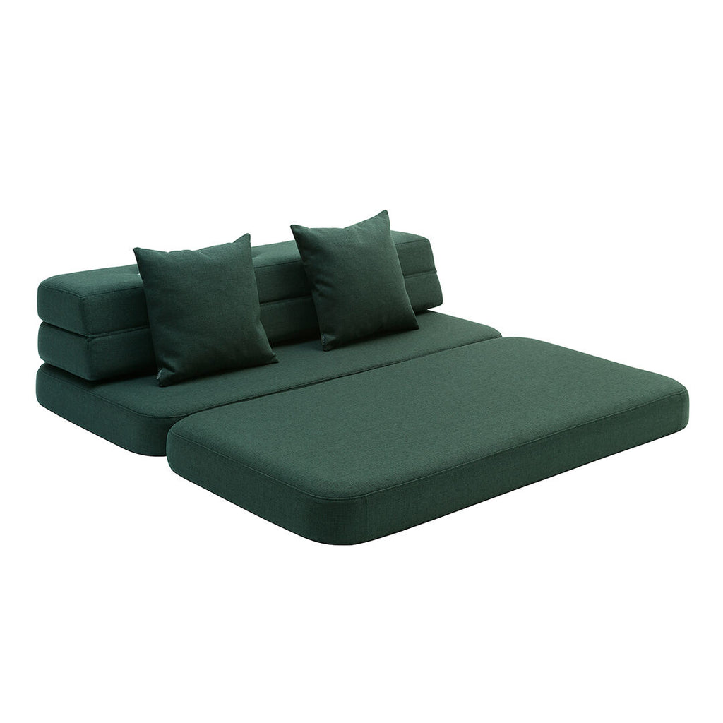 By KlipKlap KK 3 Fold Sofa XL Soft 140 cm Deep Green w. Light Green