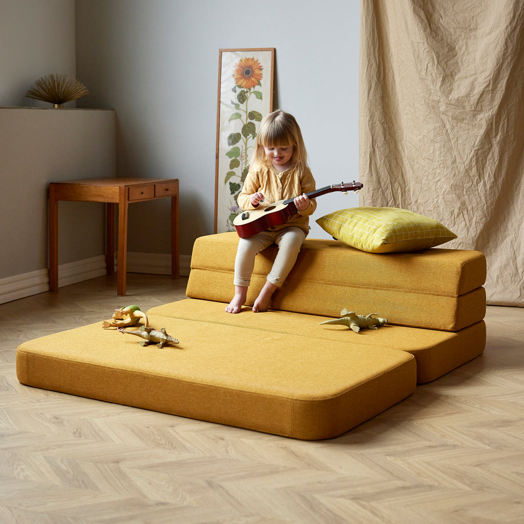 By KlipKlap KK 3 Fold Sofa 120 cm Sennep m. Sennep