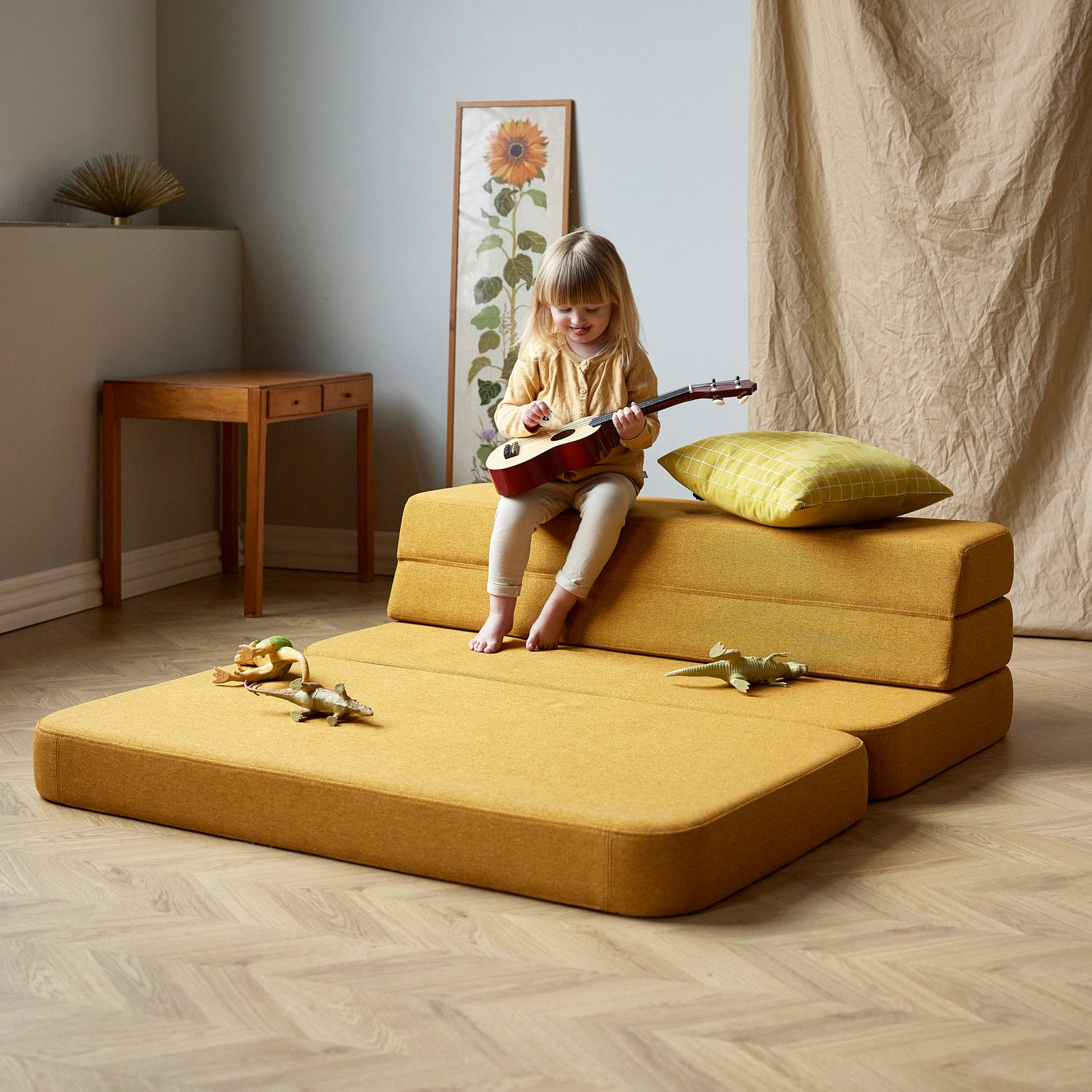 By KlipKlap KK 3 Fold Sofa 120 cm Mustard w. Mustard