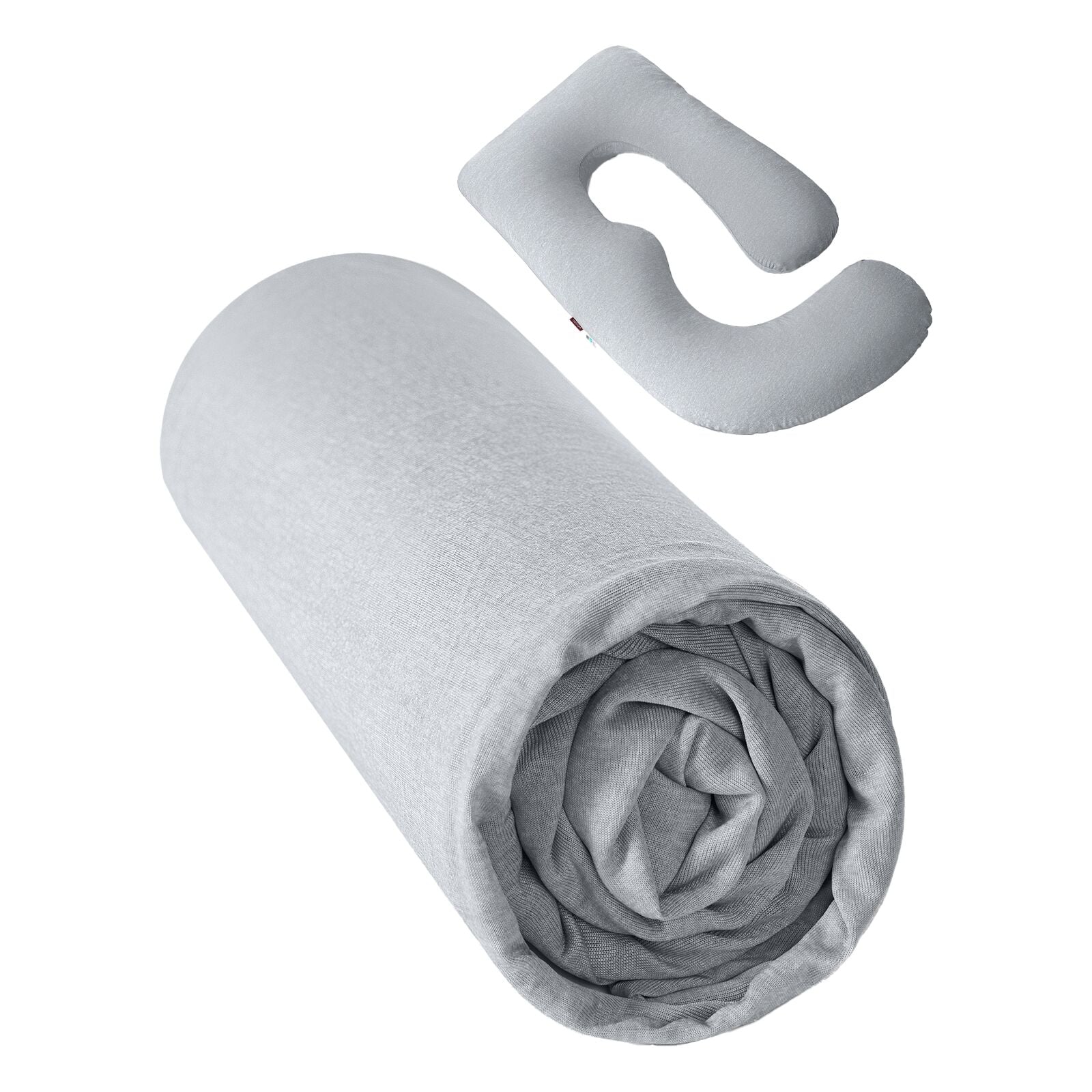 Momcozy U Shaped Cooling Fabric Pregnancy Pillow Light Grey