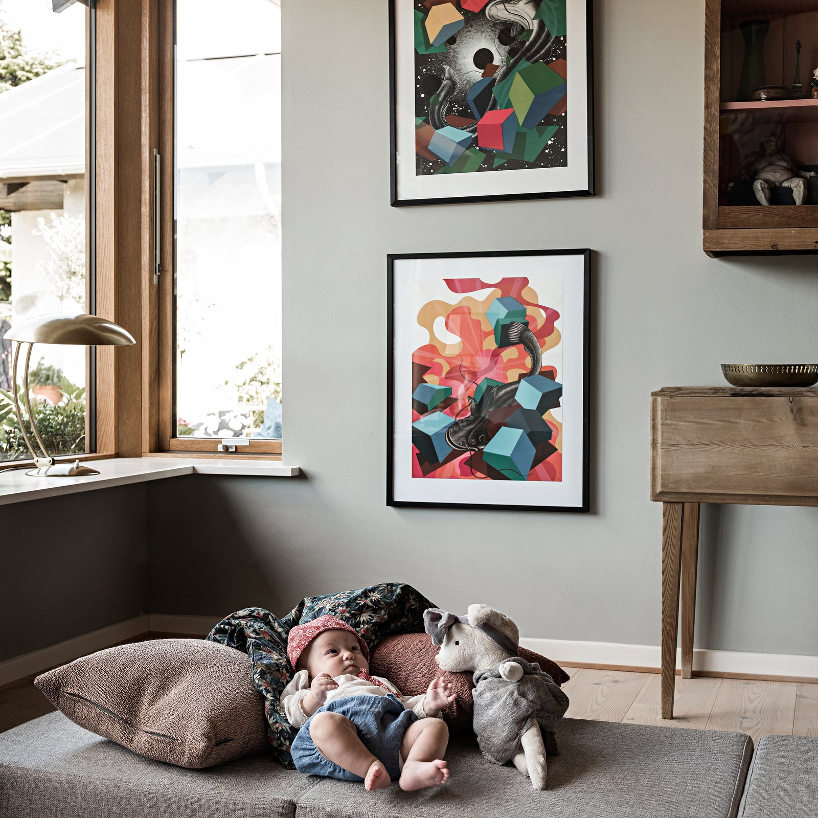 By KlipKlap KK 3 Fold Soffa Singel Soft Multi Grå med Grå