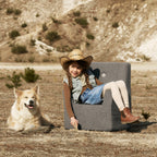 By KlipKlap KK Kids Chair Dusty green bouclé w. light green