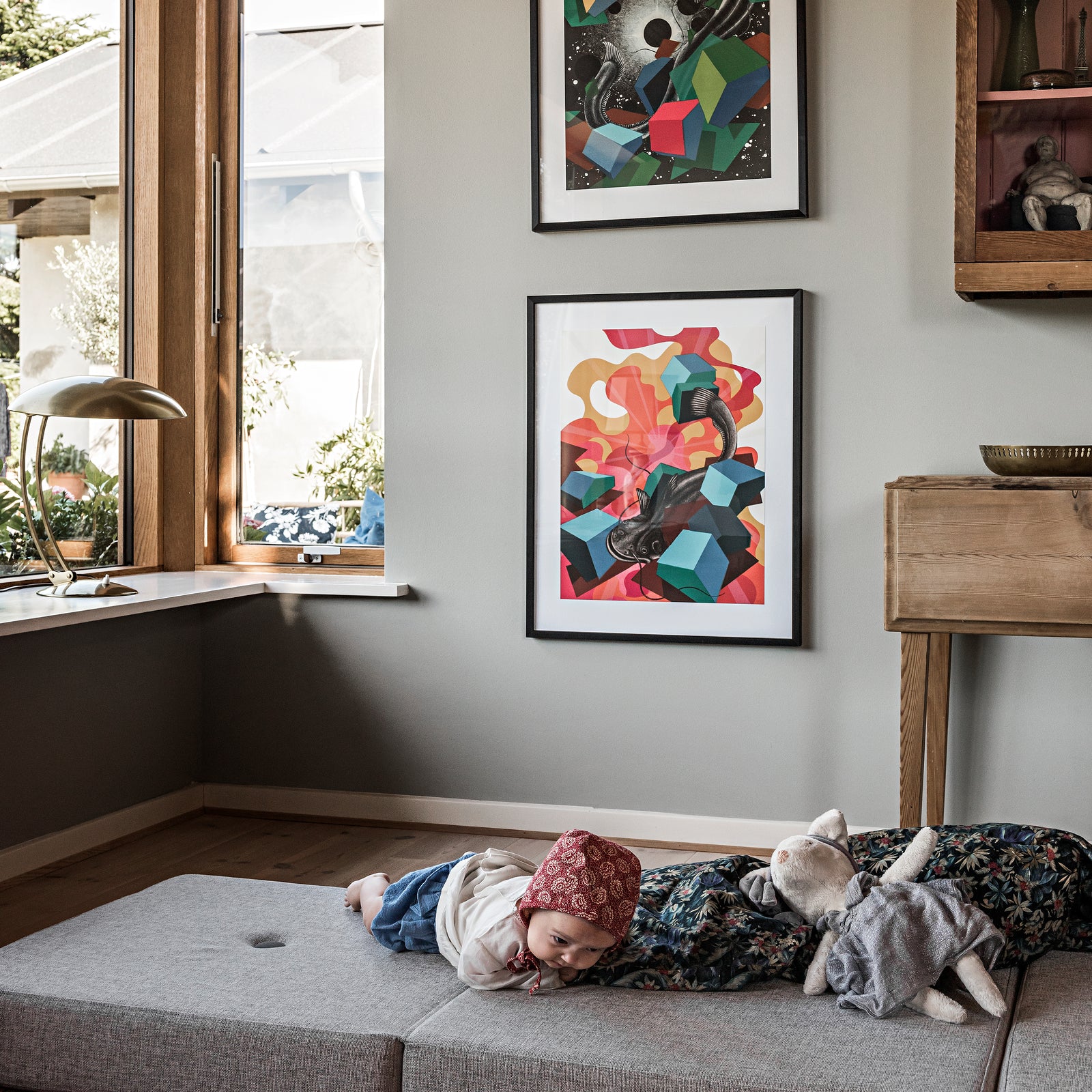 By KlipKlap KK 3 Fold Soffa Singel Soft Multi Grå med Grå