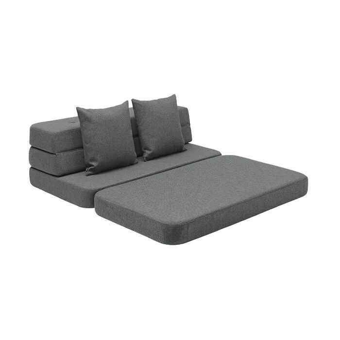 By KlipKlap KK 3 Fold Sofa XL Soft 140 cm Blue Grey w. Grey